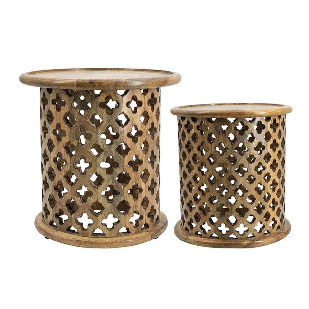 Round Indoor Wooden Nesting Side Tables (Set of 2) - From Where - 