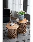 Round Indoor Wooden Nesting Side Tables (Set of 2) - From Where - 
