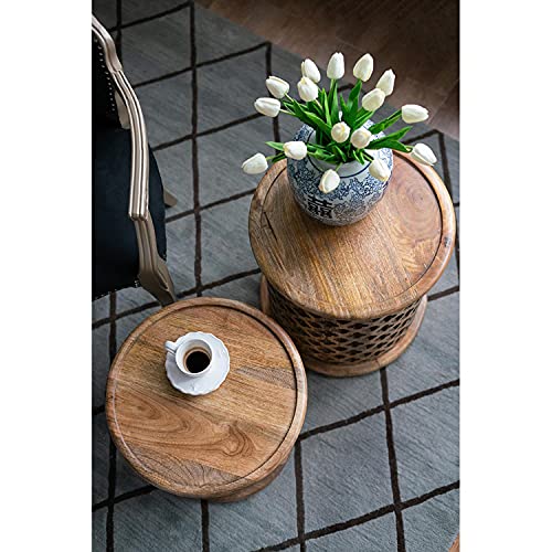 Round Indoor Wooden Nesting Side Tables (Set of 2) - From Where - 