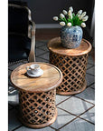 Round Indoor Wooden Nesting Side Tables (Set of 2) - From Where - 