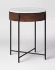 Round Marble & Wood End Table - From Where - 