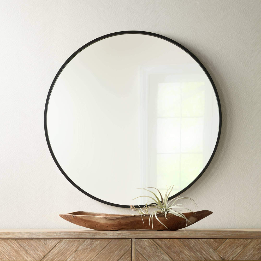 Round Matte Black Vanity Wall Mirror - From Where - 