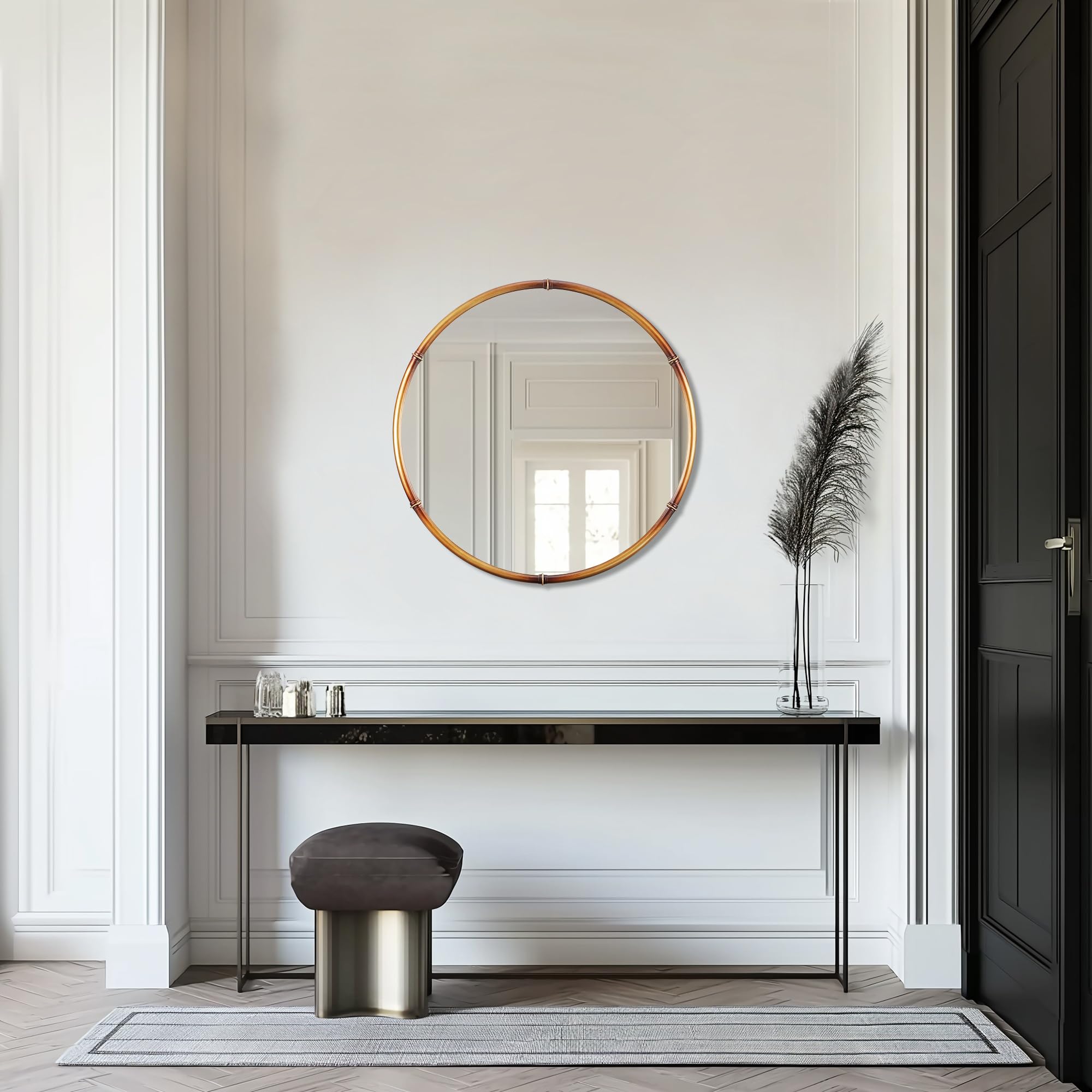Round Metal Framed Accent Mirror - From Where - 