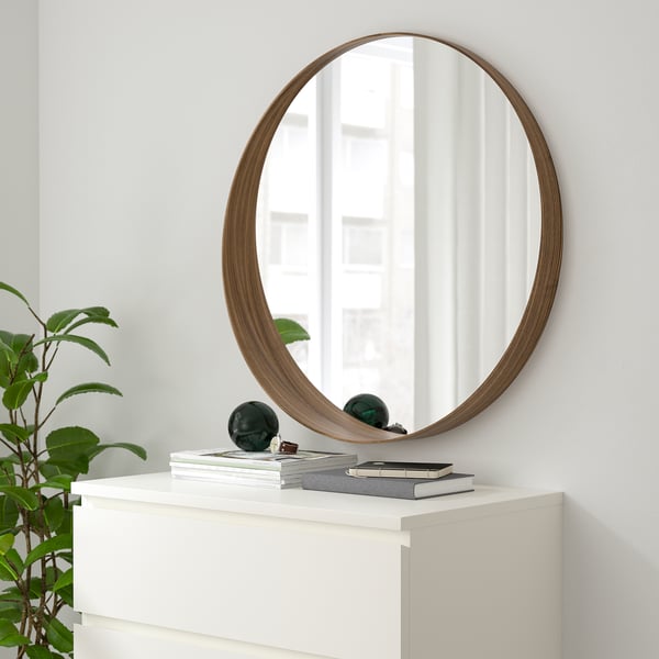 Round Mirror Walnut Veneer - From Where - 