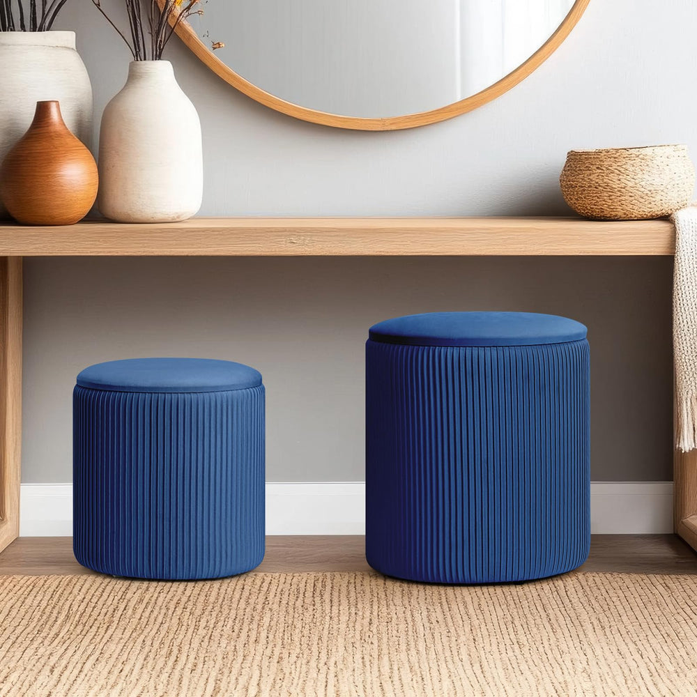 Round Velvet Vanity Stool (Set of 2) - From Where - 