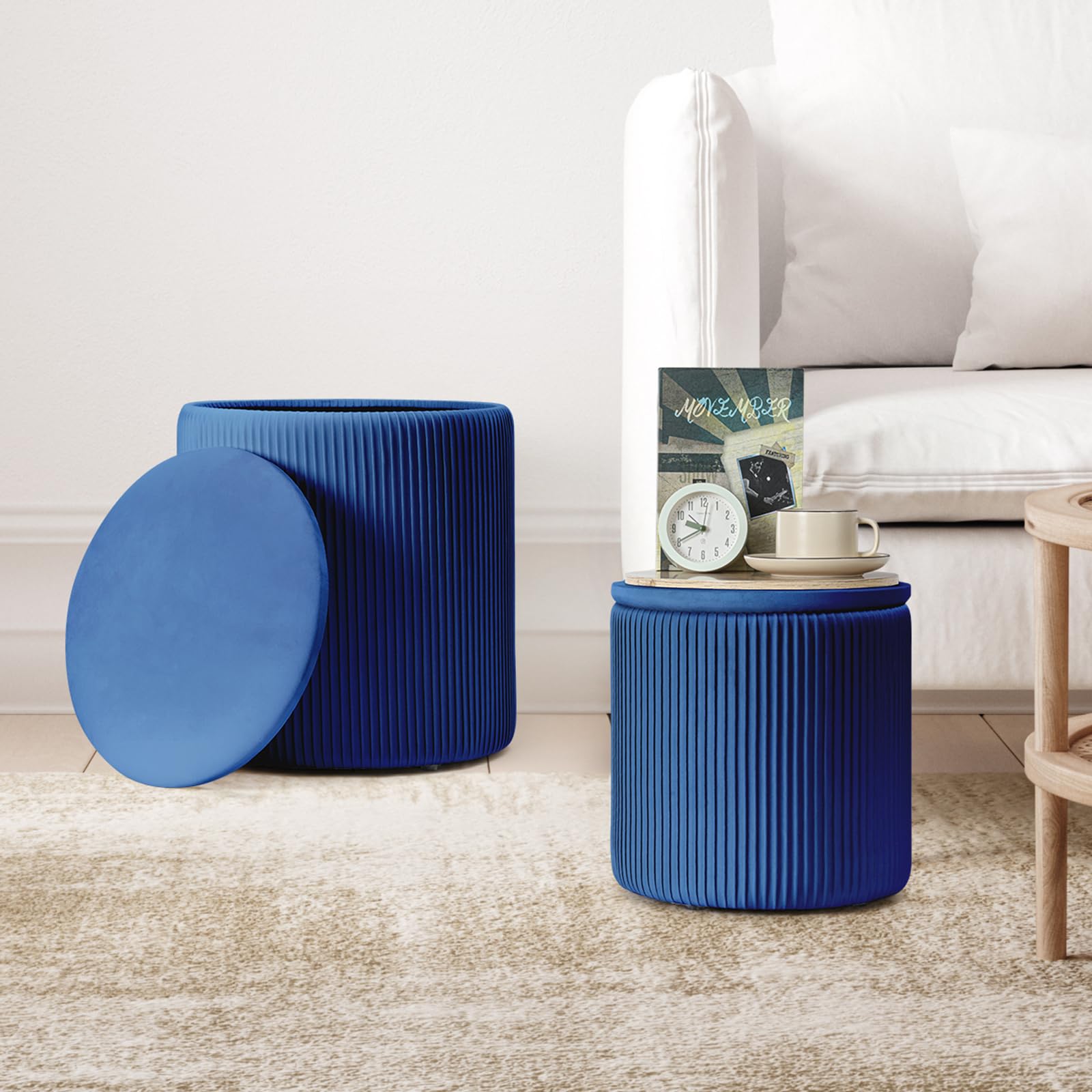 Round Velvet Vanity Stool (Set of 2) - From Where - 