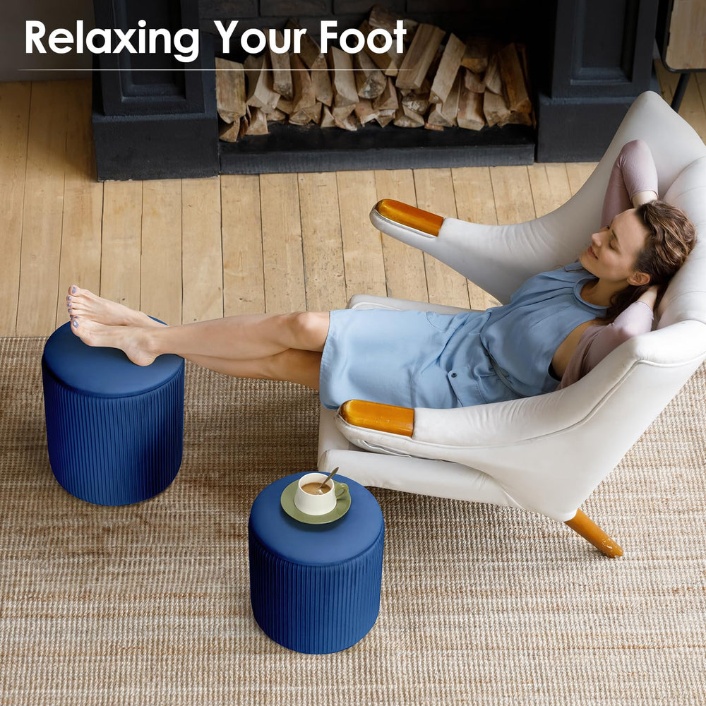 Round Velvet Vanity Stool (Set of 2) - From Where - 