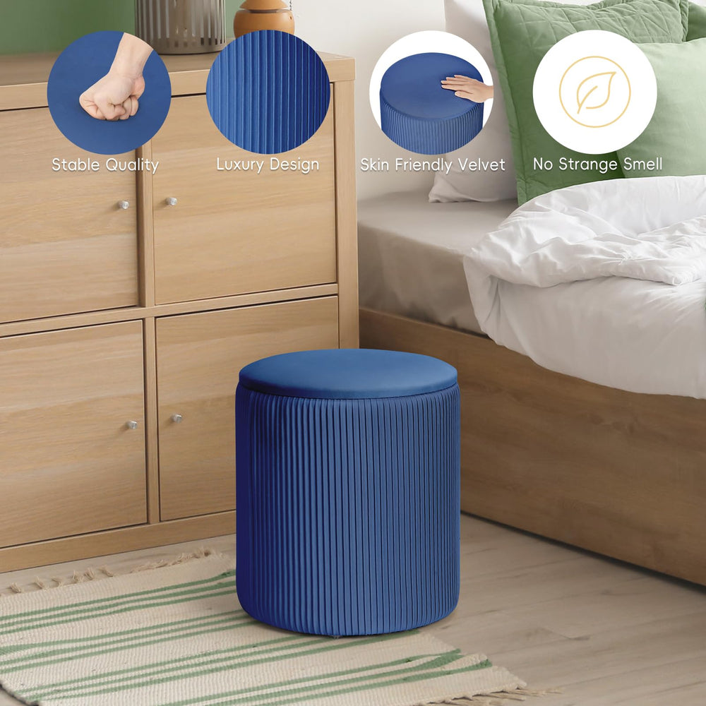 Round Velvet Vanity Stool (Set of 2) - From Where - 