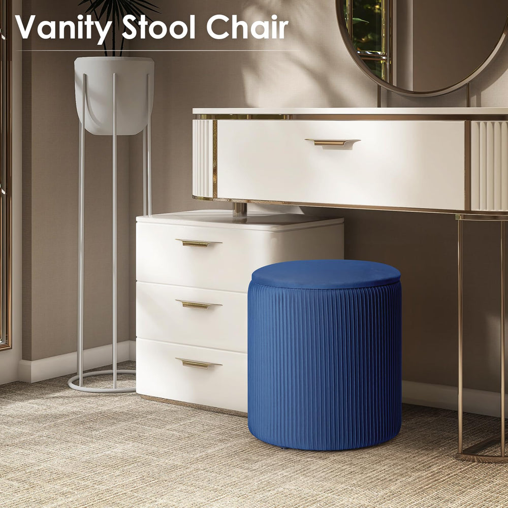 Round Velvet Vanity Stool (Set of 2) - From Where - 