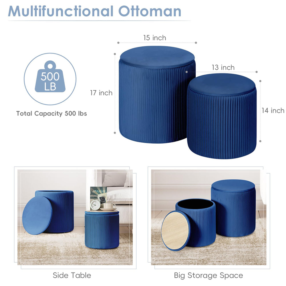 Round Velvet Vanity Stool (Set of 2) - From Where - 