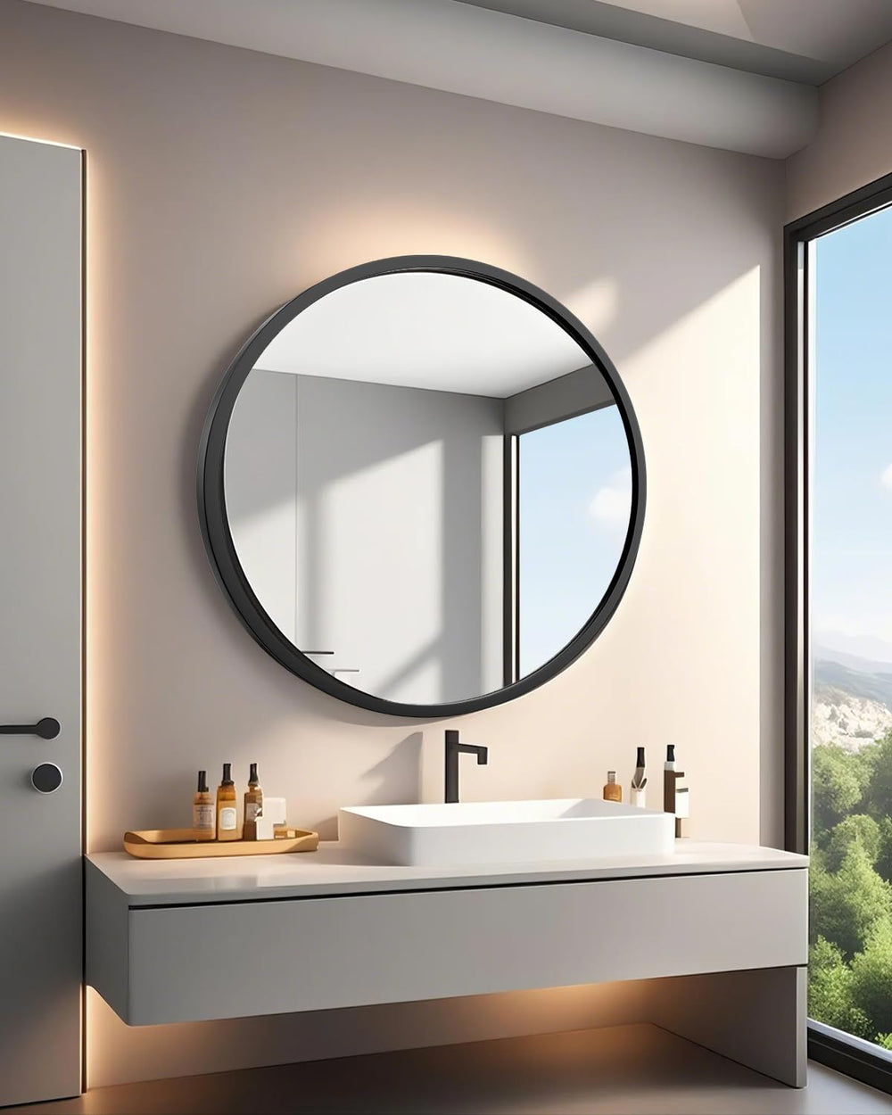 Round Wall Mount Bathroom Mirror - From Where - 