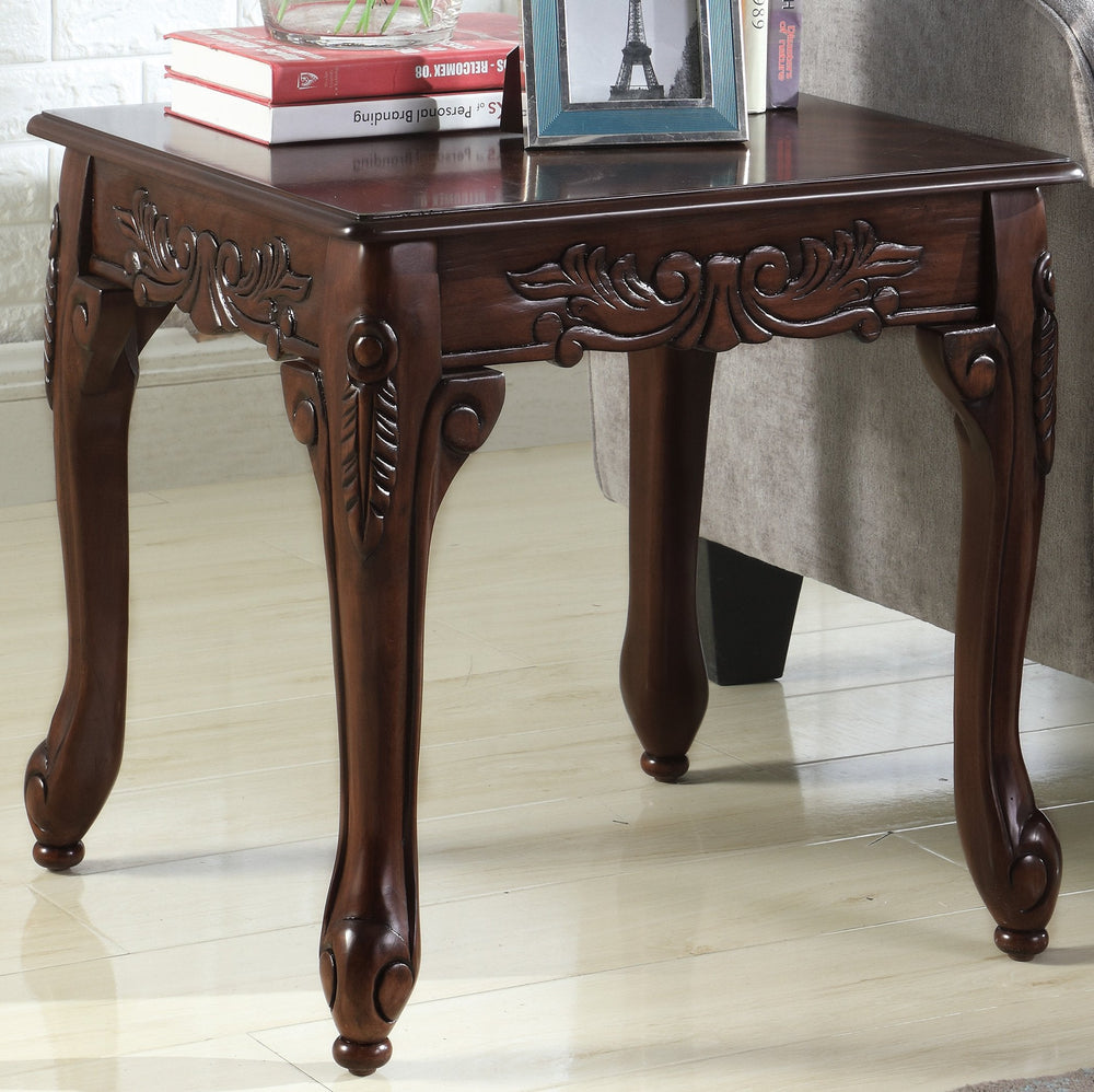 Roundhill Furniture Traditional Ornate Detailing Wood End Table - From Where - 