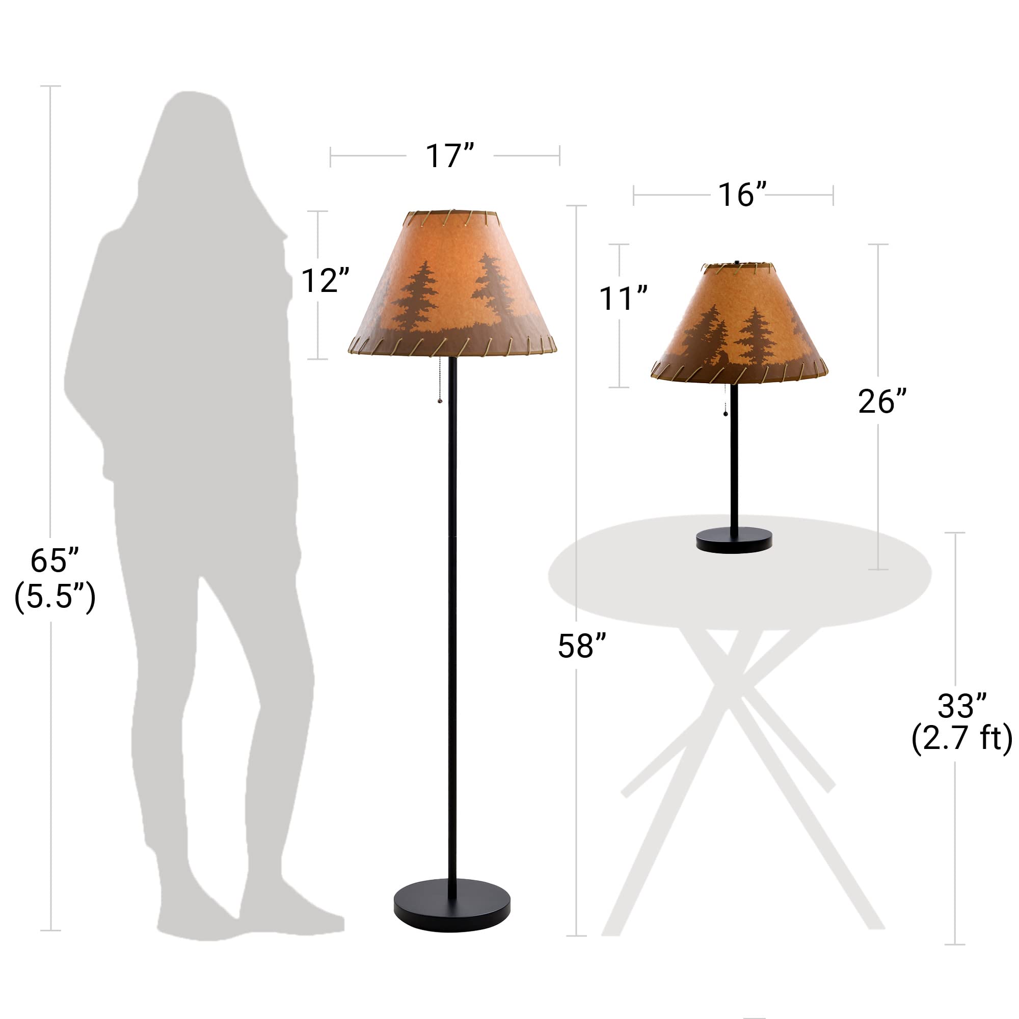 Rustic Cabin Lodge 3 - Piece Table & Floor Lamp Set - From Where - 