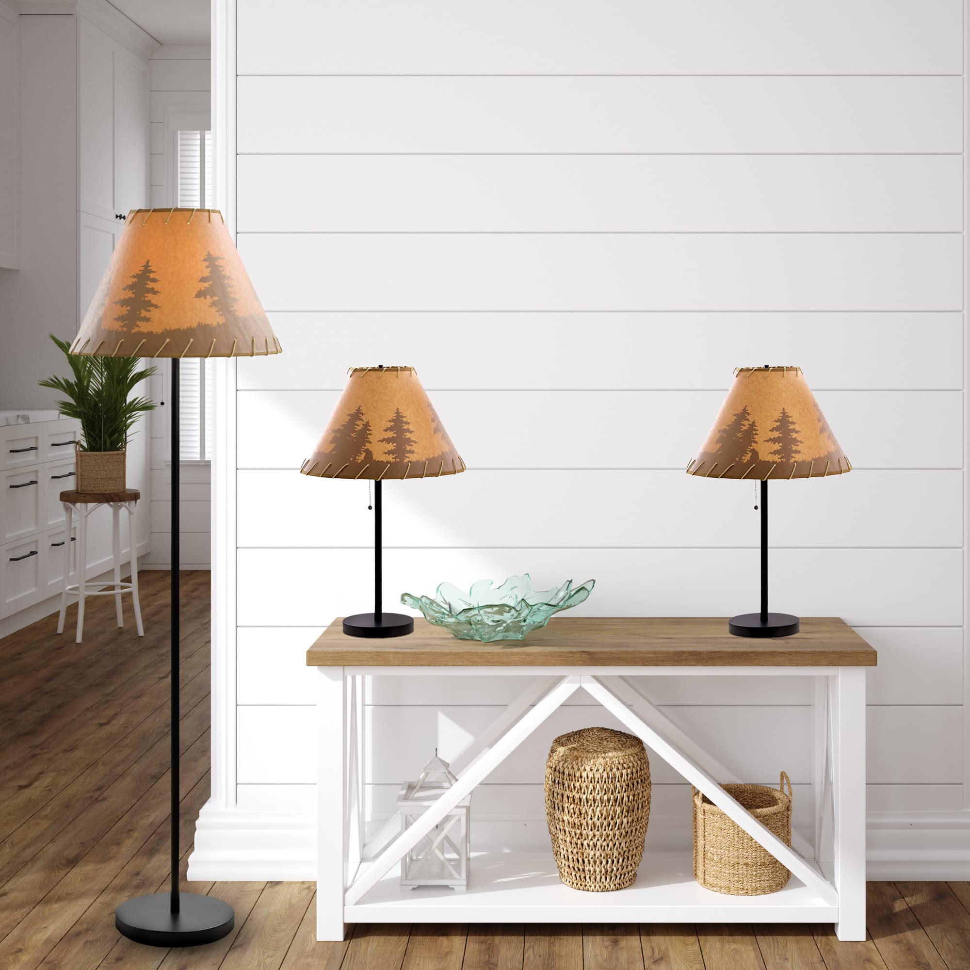 Rustic Cabin Lodge 3 - Piece Table & Floor Lamp Set - From Where - 