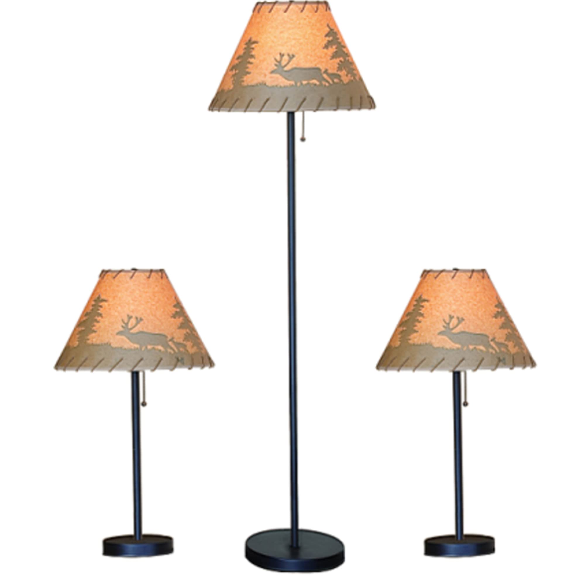 Rustic Cabin Lodge 3 - Piece Table & Floor Lamp Set - From Where - 