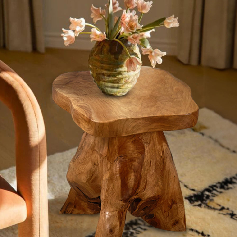Rustic Cedar Stump End Table - From Where - 