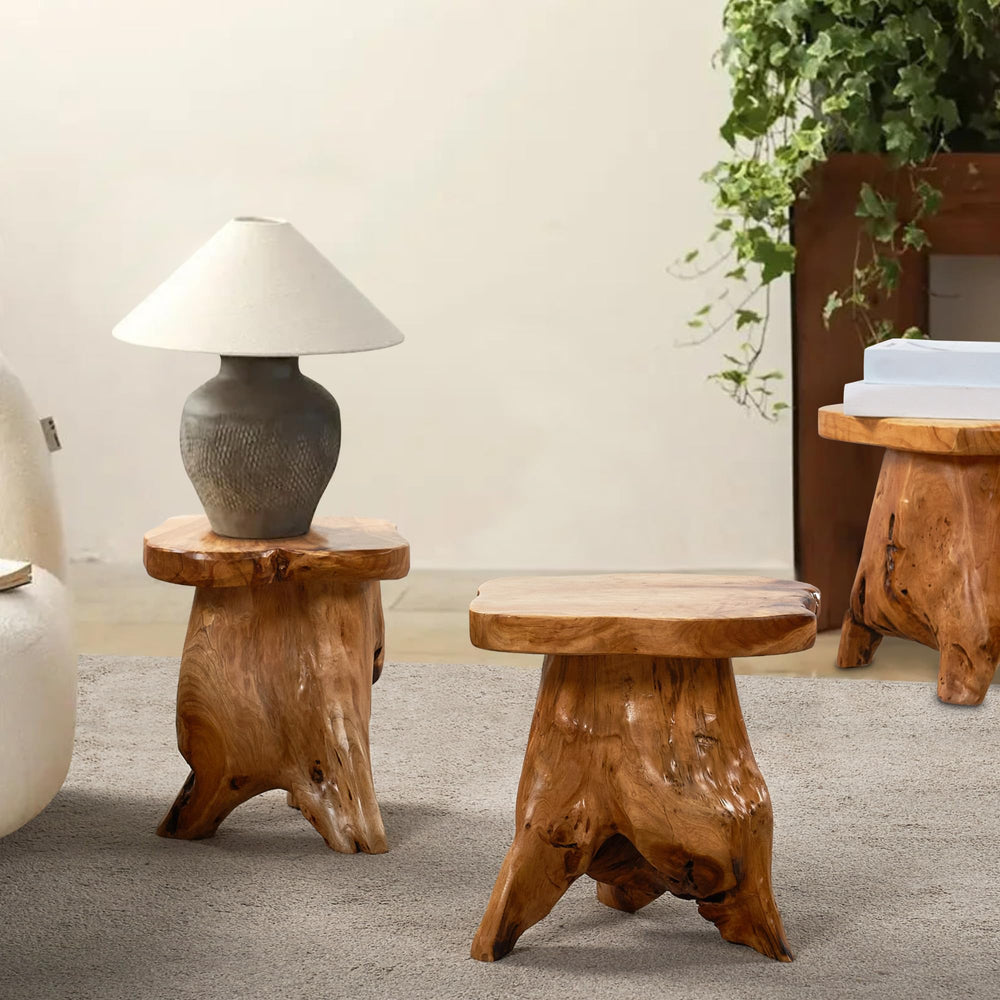Rustic Cedar Stump End Table - From Where - 