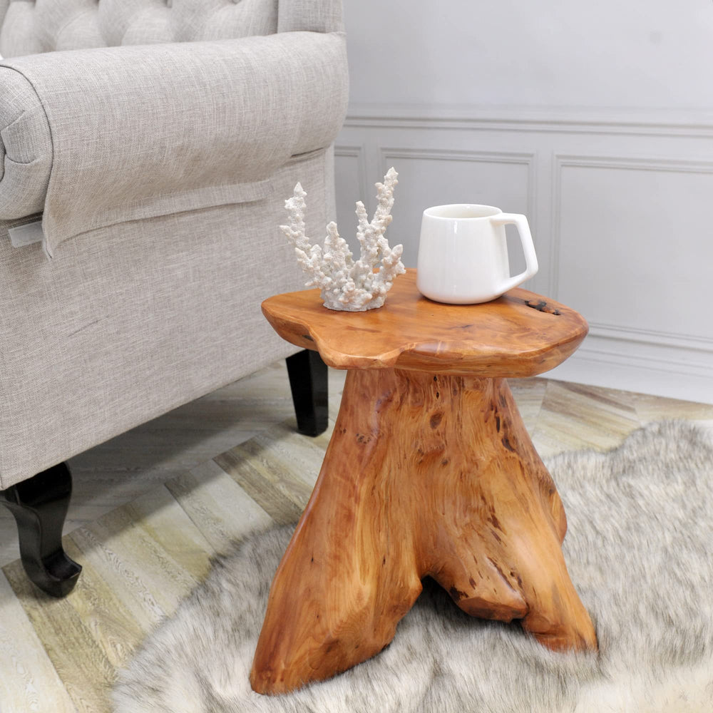 Rustic Cedar Stump End Table - From Where - 