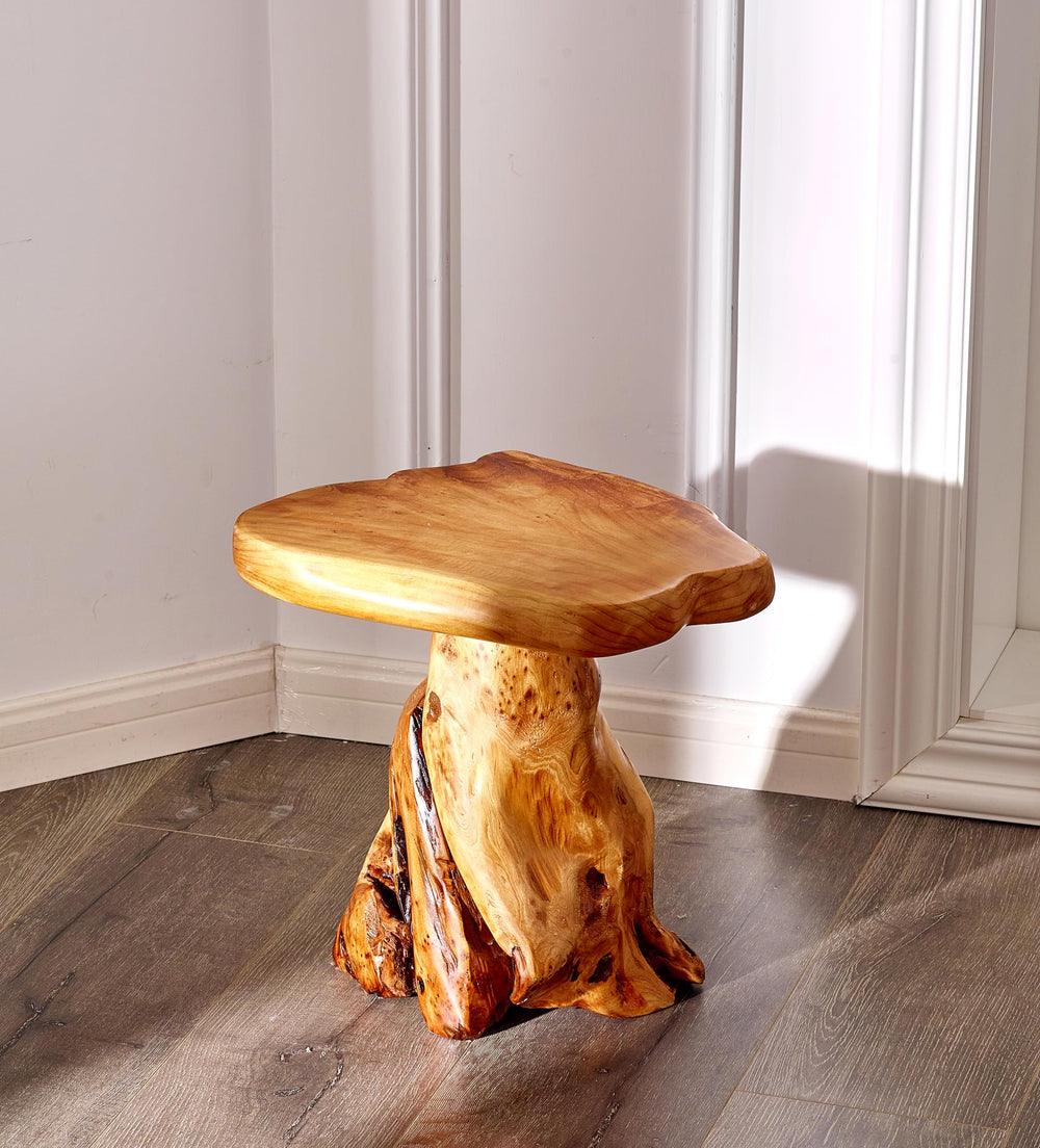 Rustic Cedar Stump End Table - From Where - 