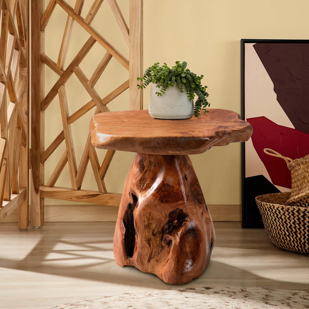 Rustic Cedar Stump End Table - From Where - 