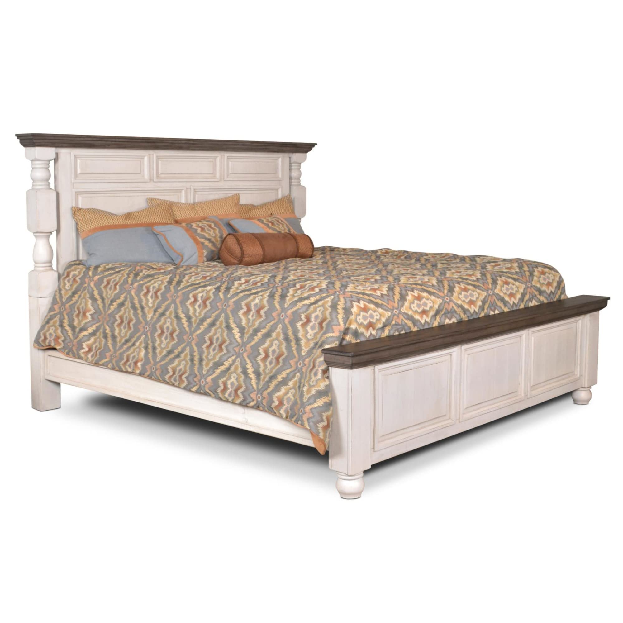 Rustic French Distressed Wood Panel Bed - From Where - 