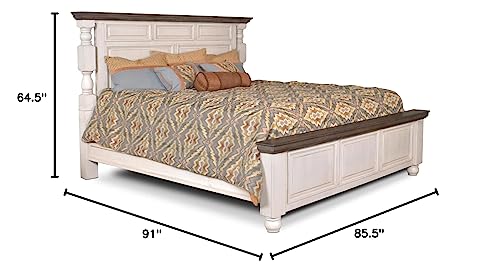 Rustic French Distressed Wood Panel Bed - From Where - 