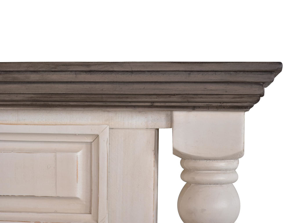 Rustic French Distressed Wood Panel Bed - From Where - 