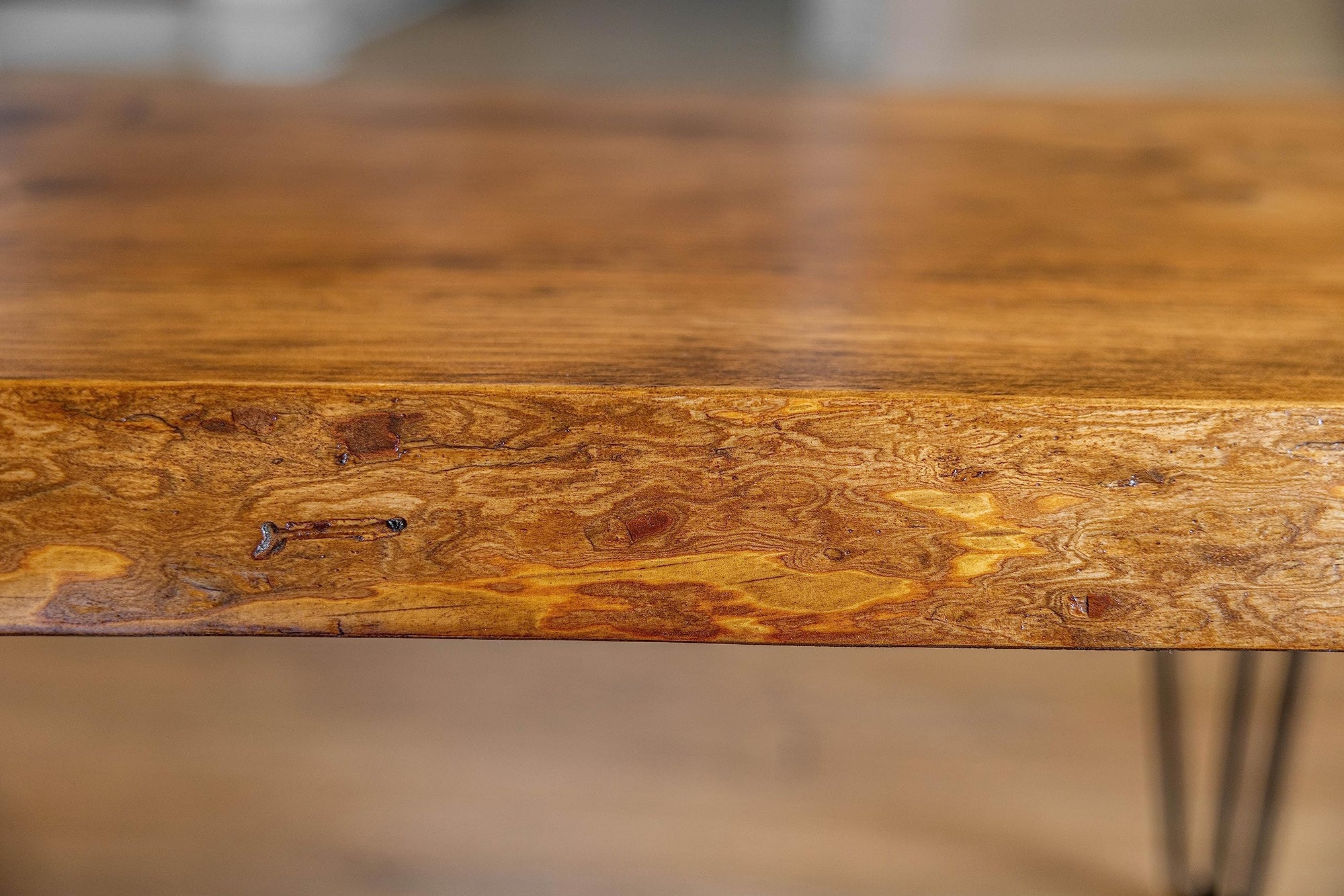 Rustic Hairpin Leg Wood Bench - From Where - 