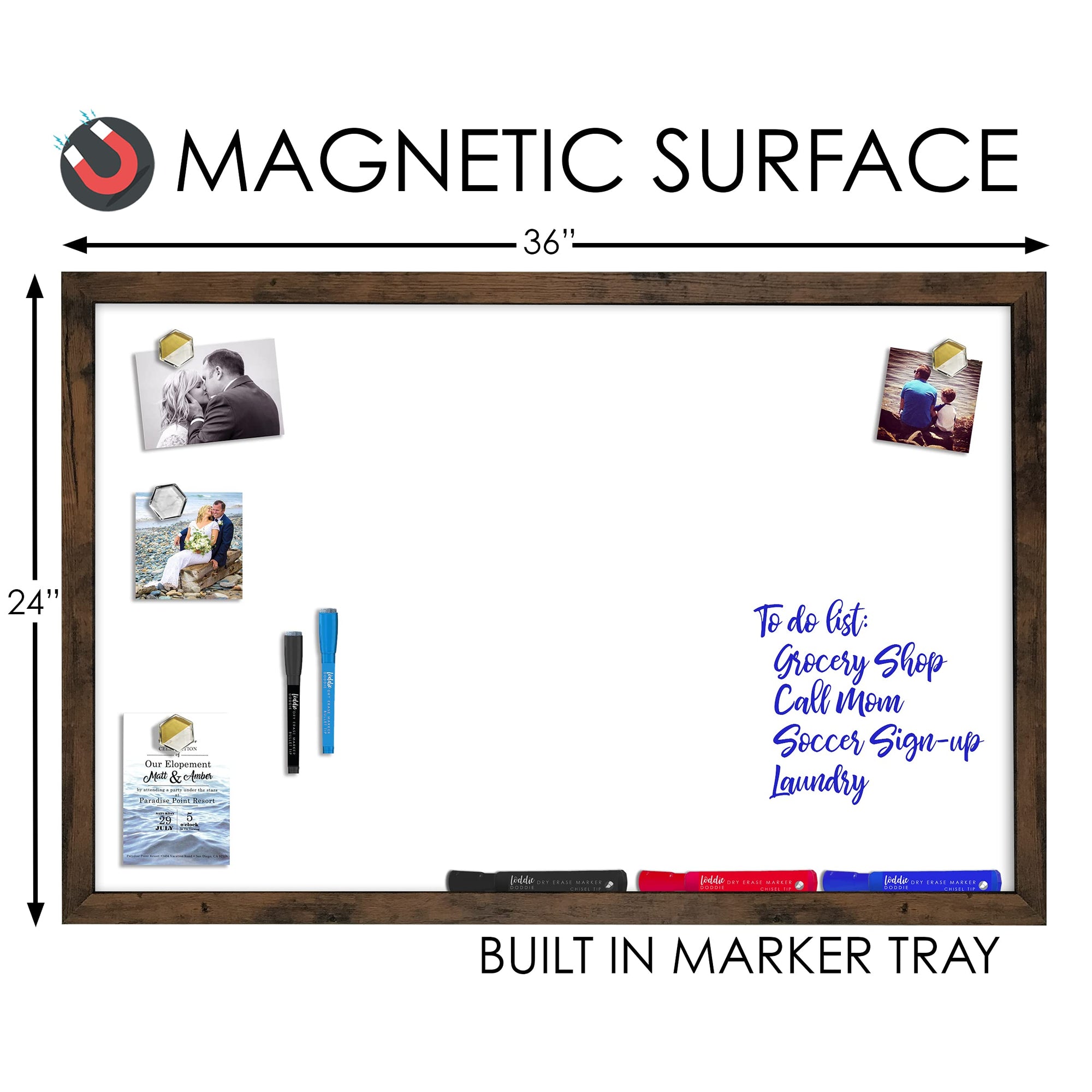 Rustic Wooden Frame White Board - From Where - 