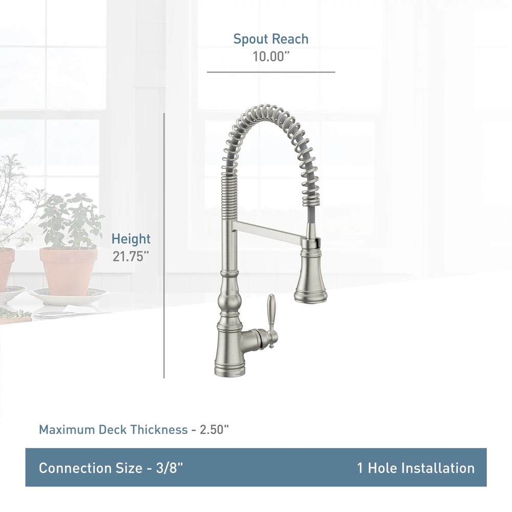 Weymouth One-Handle Pre-Rinse Spring Pulldown Kitchen Faucet
