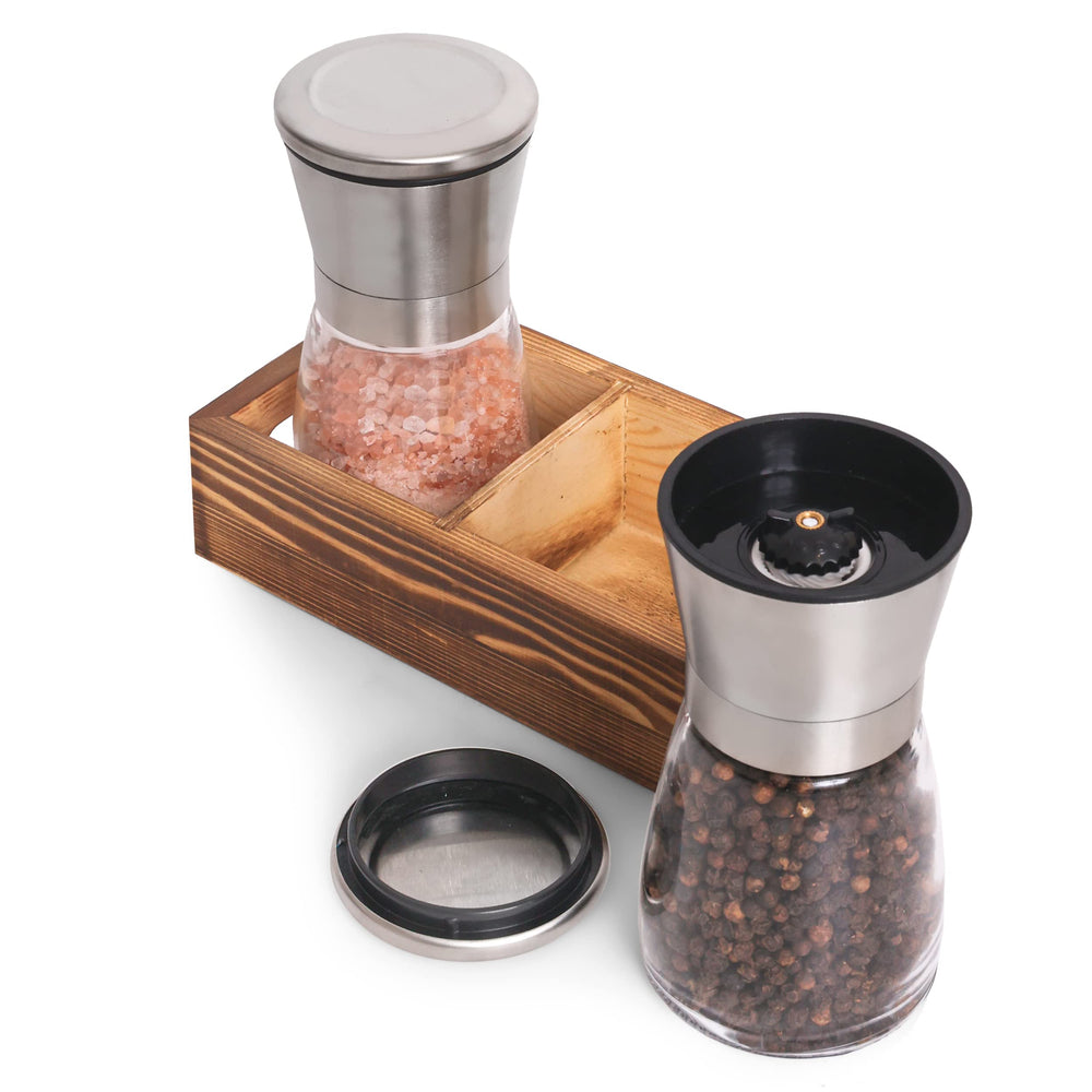 Salt and Pepper Set with Wood Tray - From Where - 