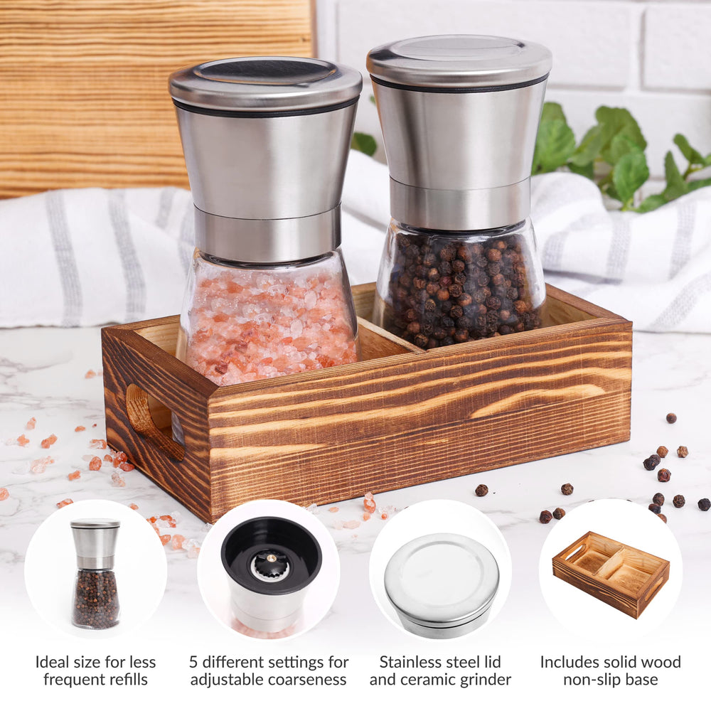 Salt and Pepper Set with Wood Tray - From Where - 