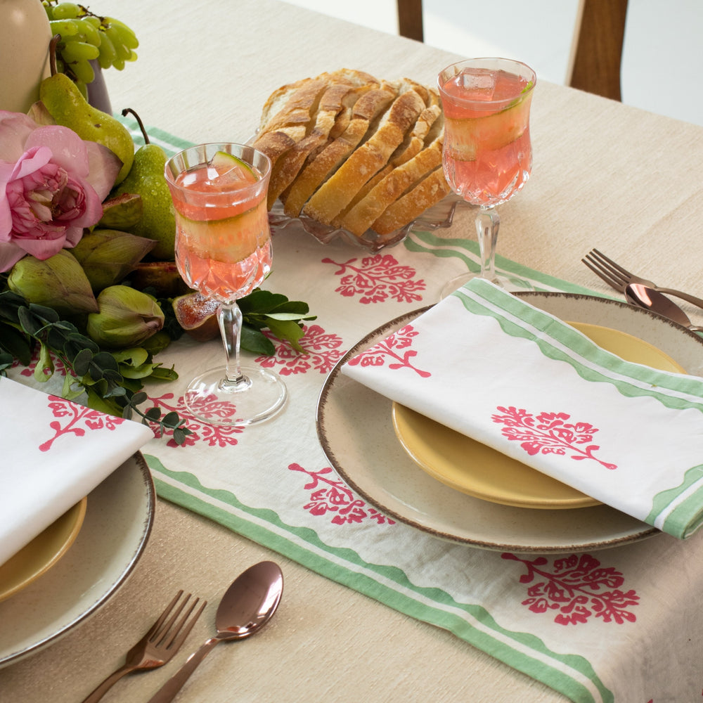 Sara Pure Linen Hand - Printed Table Runner - From Where Finds - 