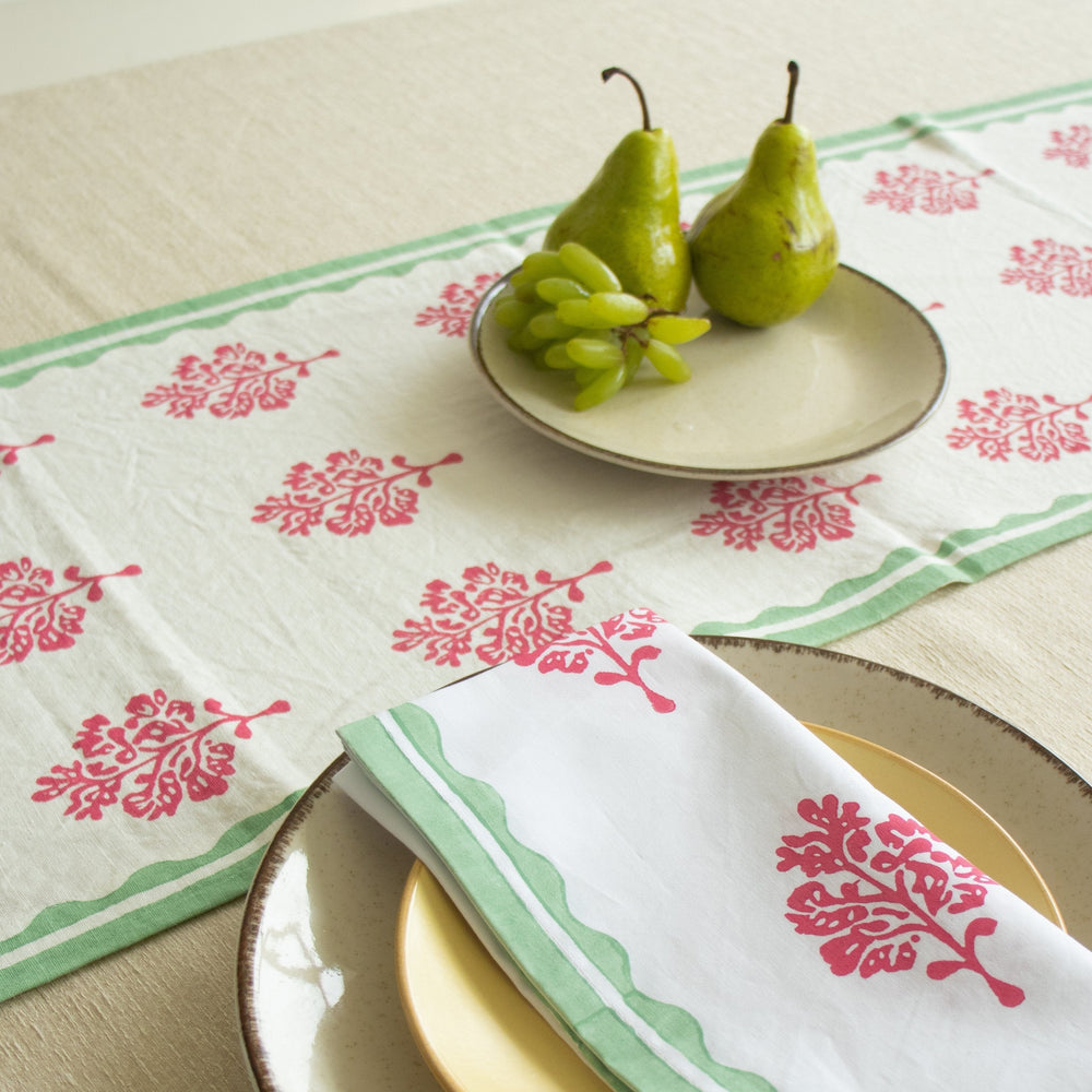 Sara Pure Linen Hand - Printed Table Runner - From Where Finds - 