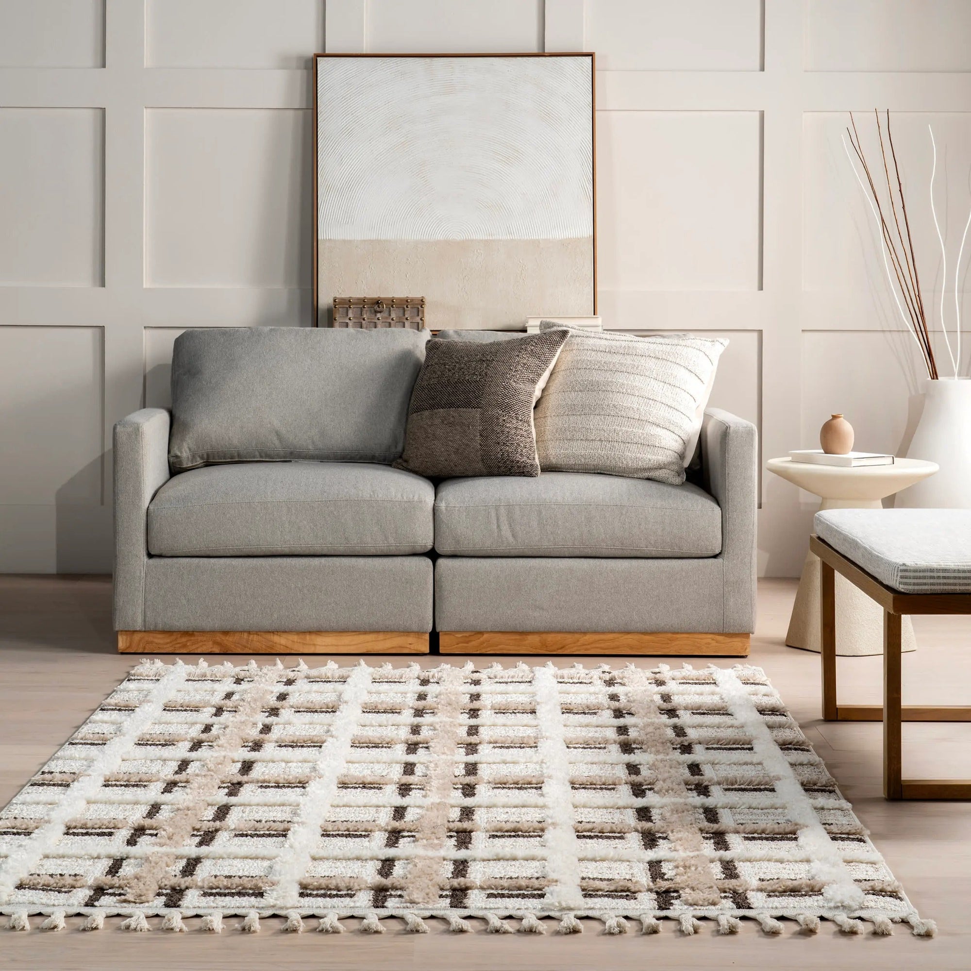 Scarletta Plaid Tasseled Rug - From Where Finds - 