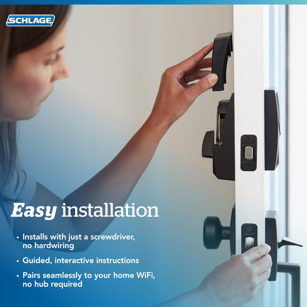 Schlage Encode Smart Wi - Fi Deadbolt with Century Trim in Satin Nickel - From Where - 