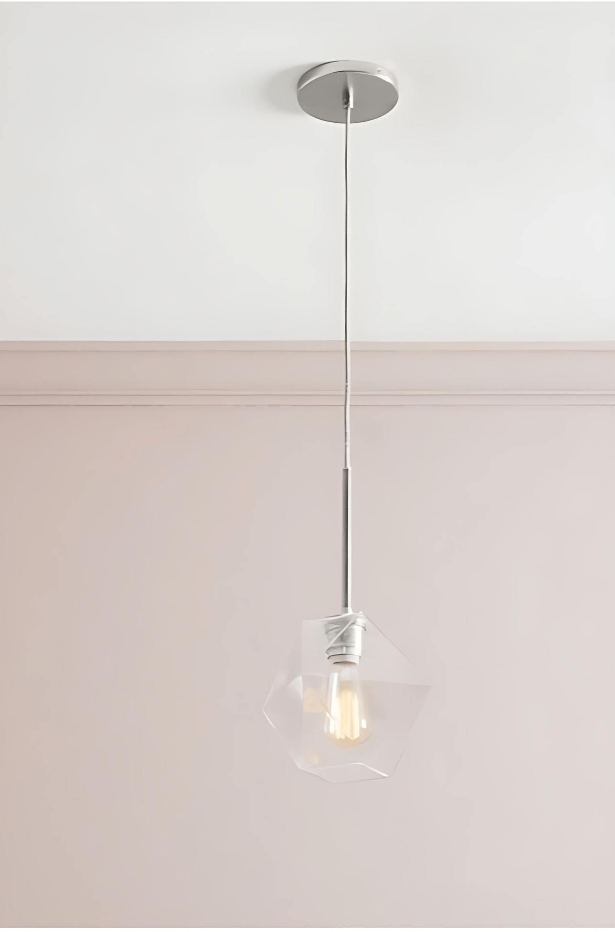 Sculptural Glass Faceted Pendant Light - Clear (7") - From Where - 