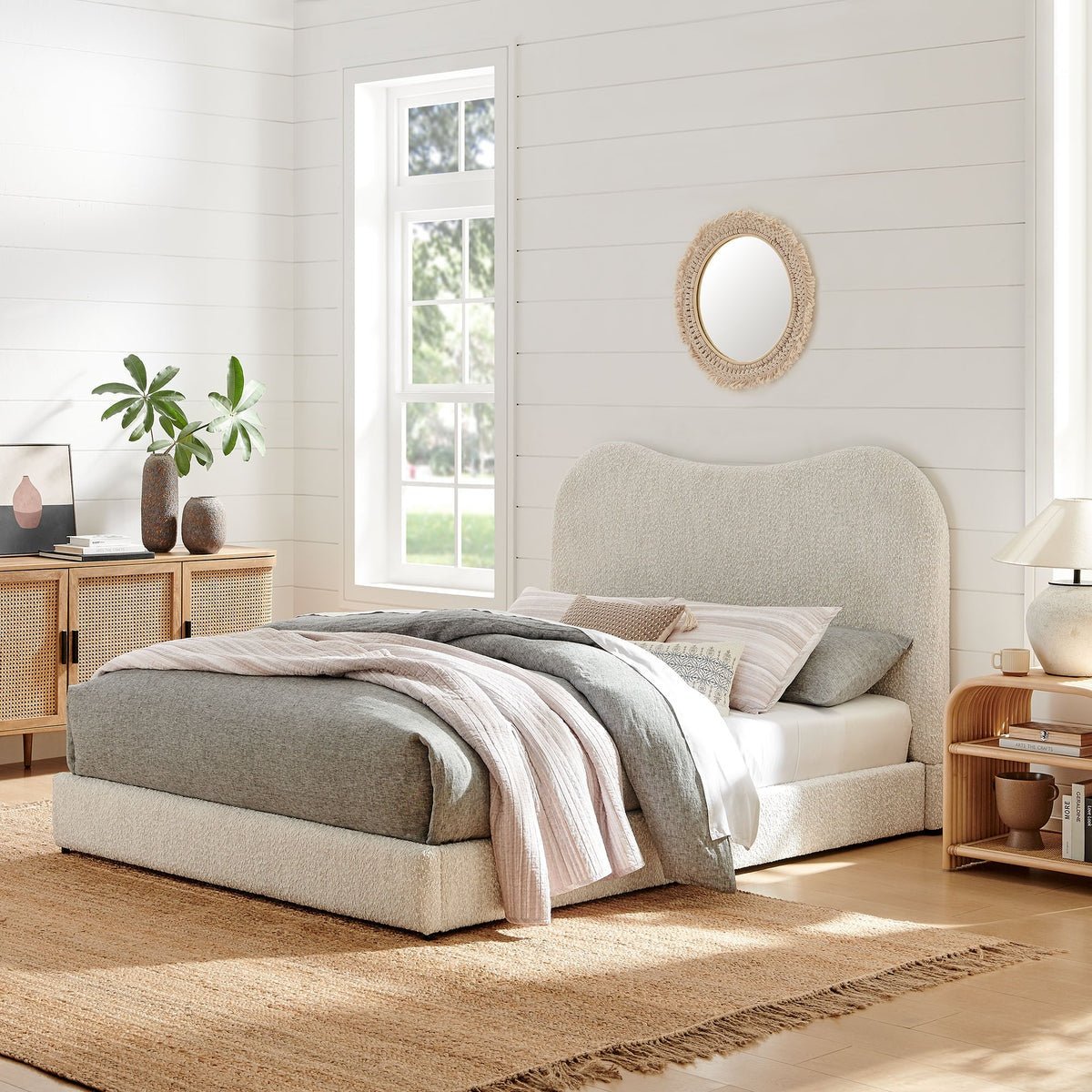 Seluna Boucle Queen Platform Bed - From Where Finds - 