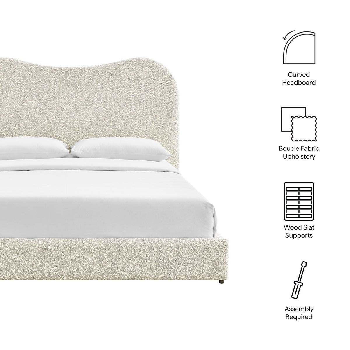 Seluna Boucle Queen Platform Bed - From Where Finds - 
