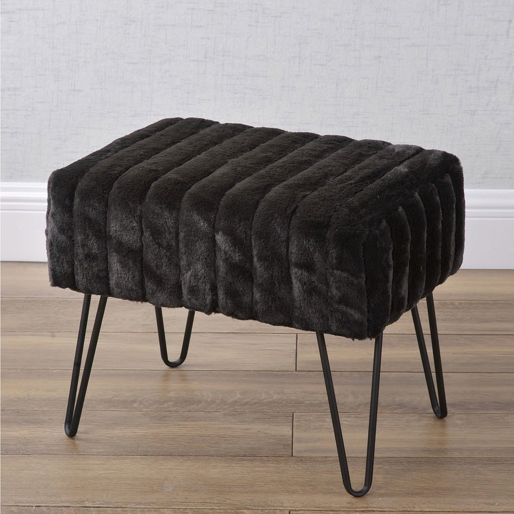 Serenta SuperMink Fauxfur Ottoman Bench - From Where - 