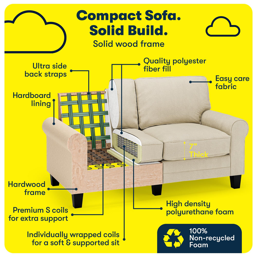 Serta Copenhagen Rolled Arm Sofa - From Where - 