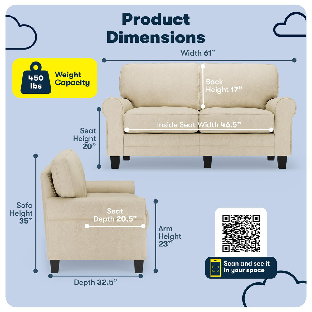 Serta Copenhagen Rolled Arm Sofa - From Where - 