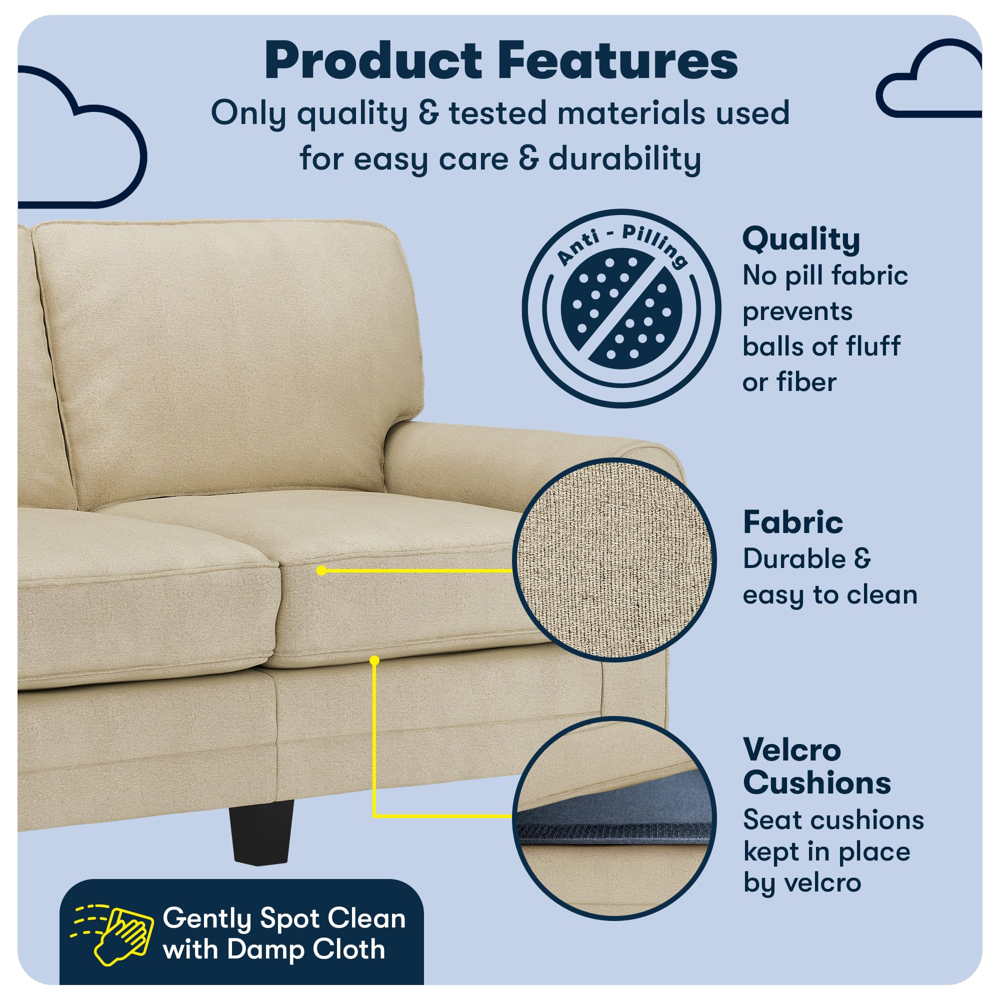 Serta Copenhagen Rolled Arm Sofa - From Where - 