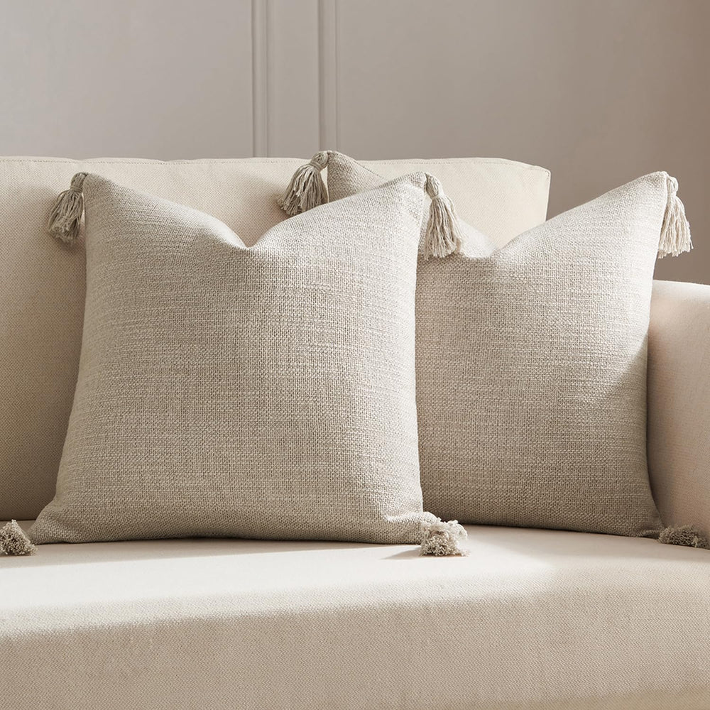 Set of 2 Light Beige Pillow Covers - From Where - 