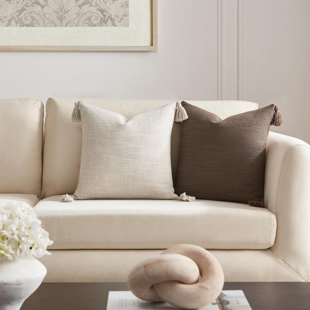 Set of 2 Light Beige Pillow Covers - From Where - 