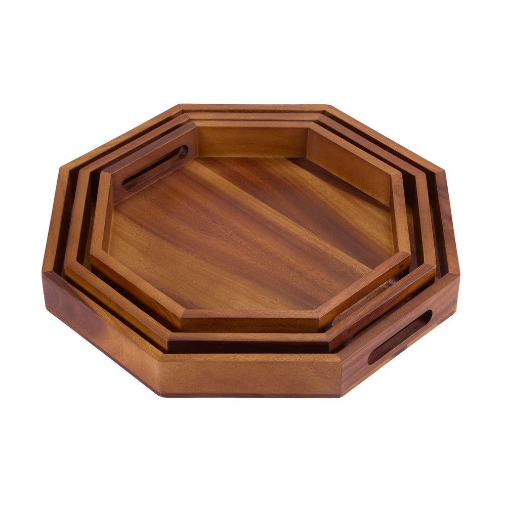 Set of 3 Octagon Serving Trays - From Where - 