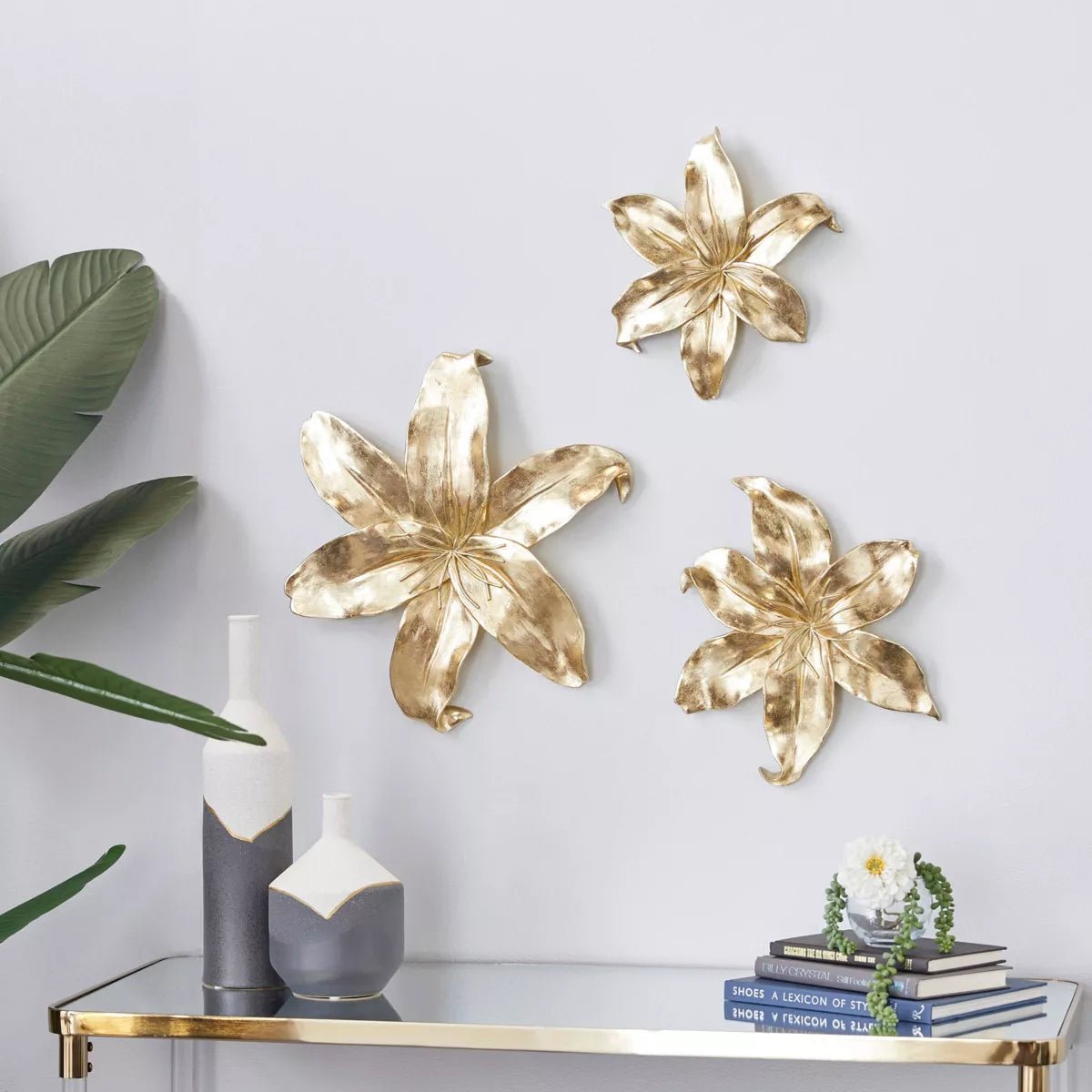 Set of 3 Polystone 3D Floral Wall Decors - Olivia & May - From Where - 
