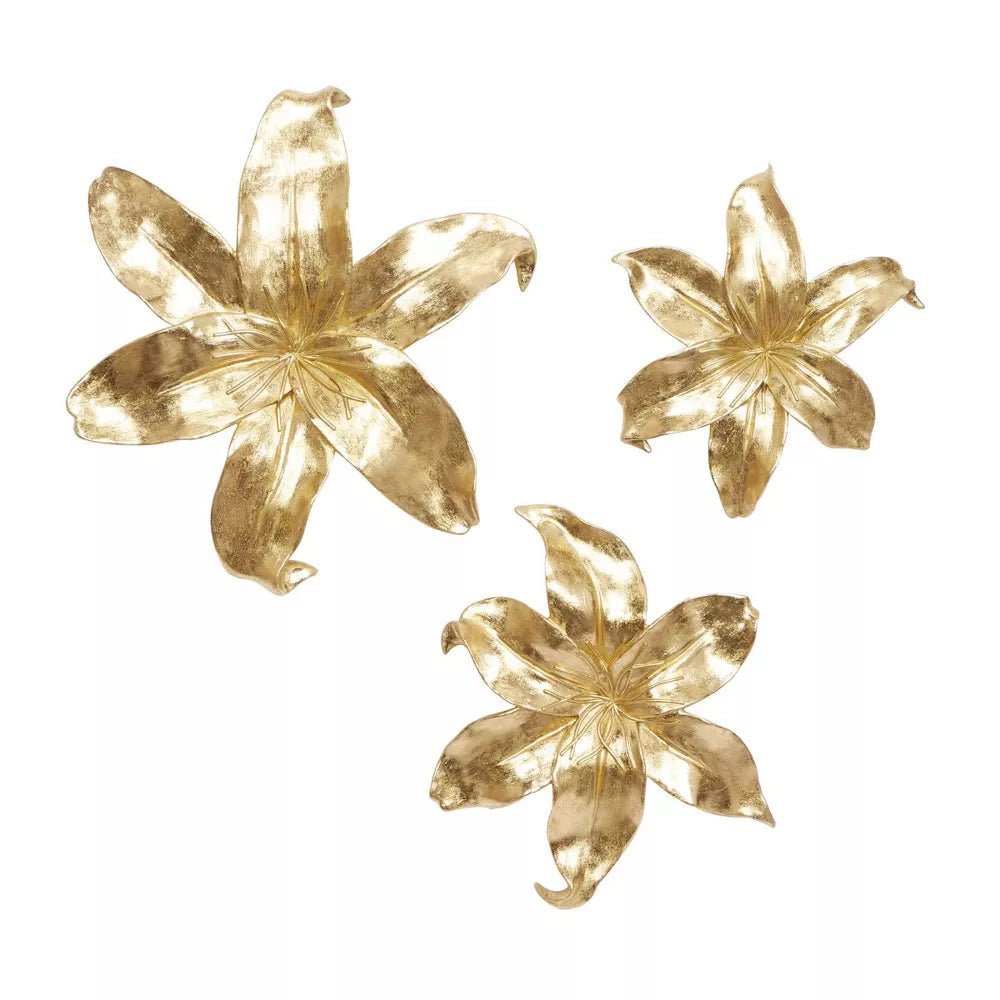Set of 3 Polystone 3D Floral Wall Decors - Olivia & May - From Where - 