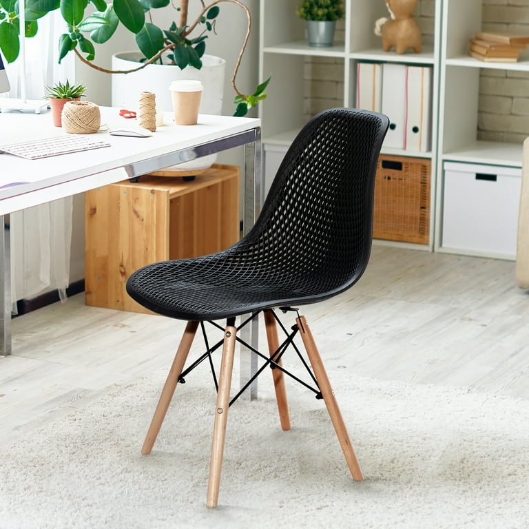 Set of 4 Modern Wood - Leg Seat Black - From Where - 