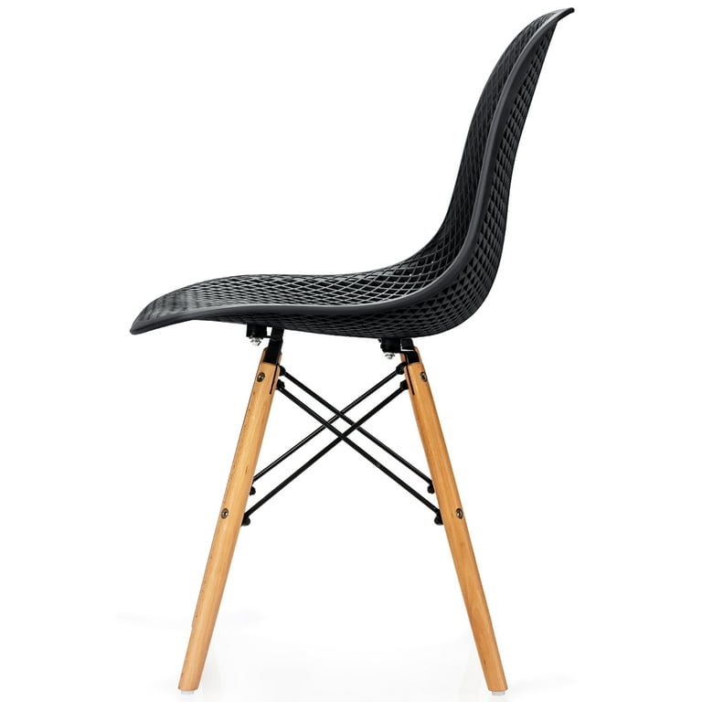 Set of 4 Modern Wood - Leg Seat Black - From Where - 